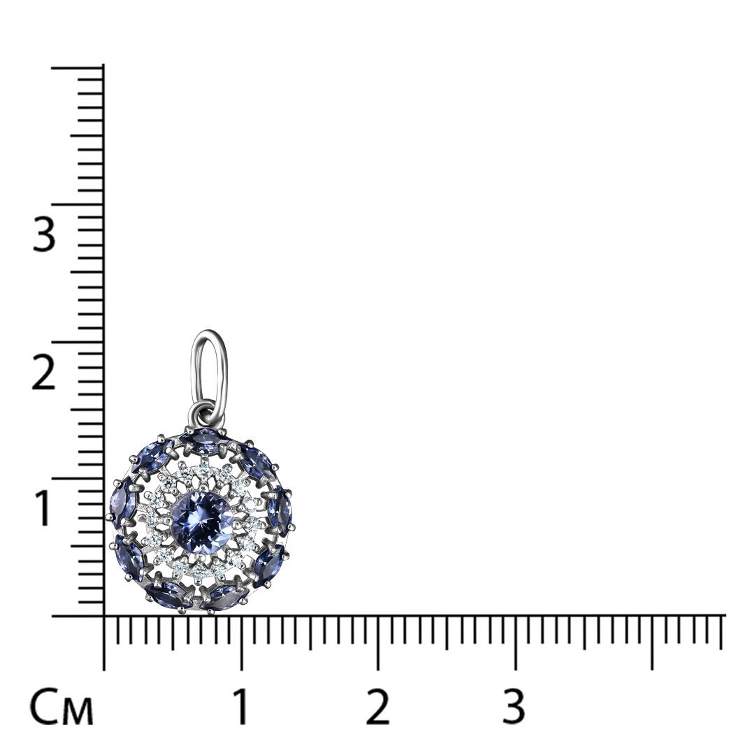 Серебряная подвеска 925 пробы; вставки 1 Танзанит; 9 Фианит фиолет.; 16 Фианит бесцв.;