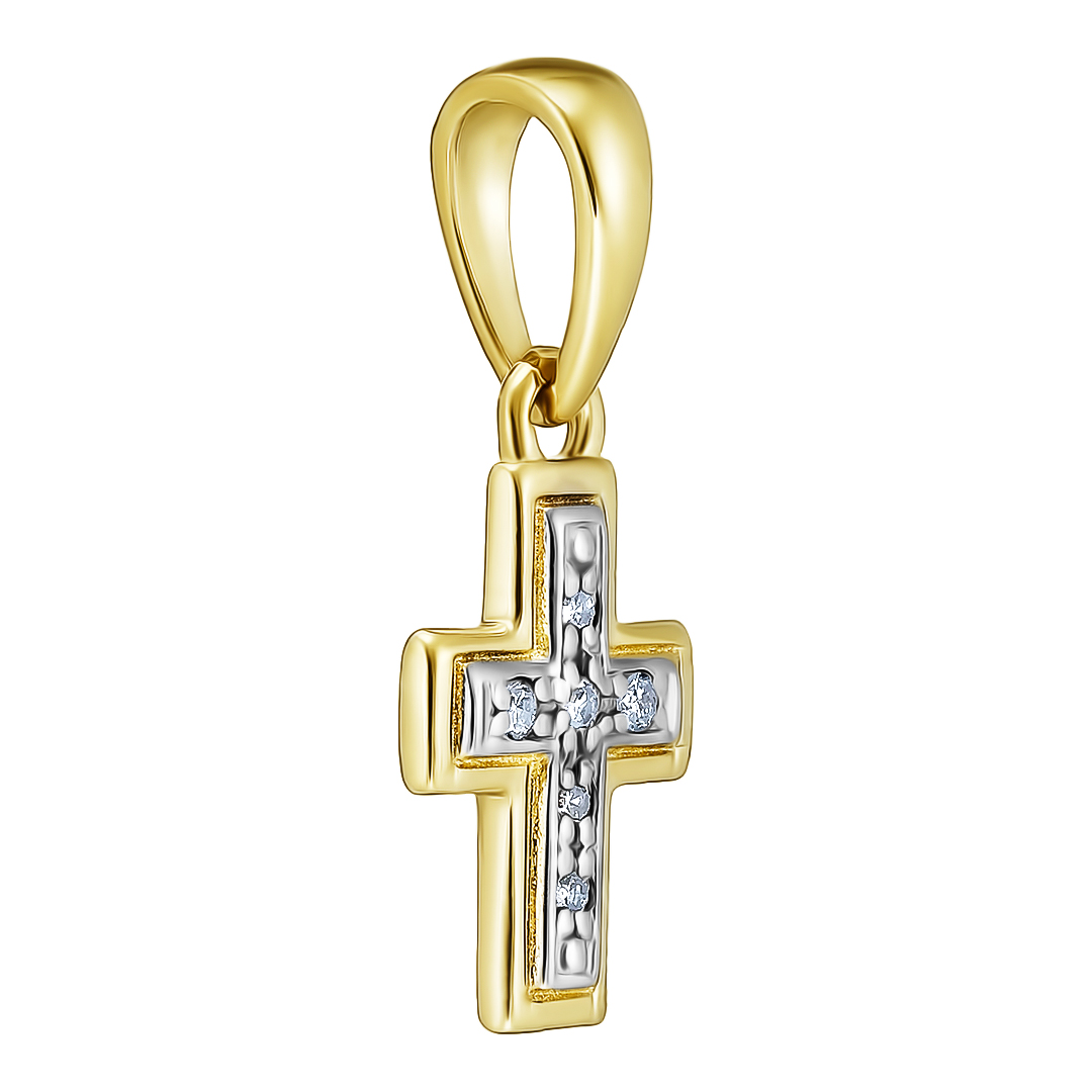 Подвеска-крест из желтого золота с бриллиантами