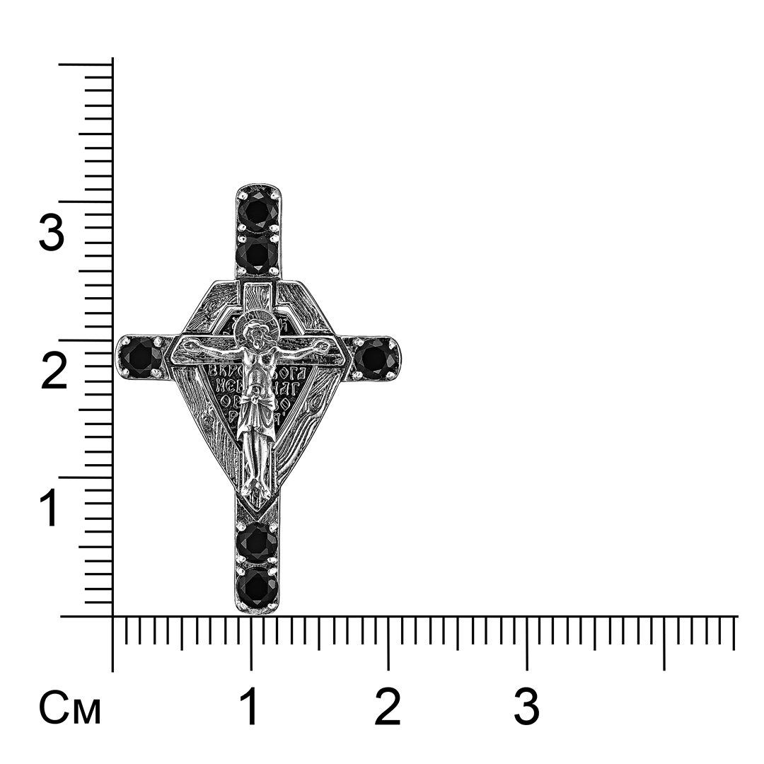 Серебряная подвеска-крест с черной шпинелью