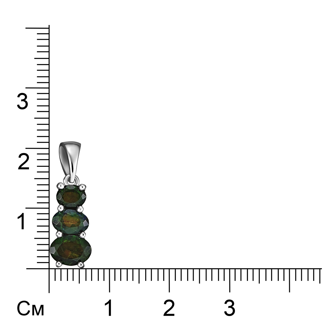 Серебряная подвеска 925 пробы; вставки 3 Опал 0,98 ct;