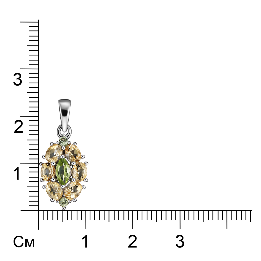 Серебряная подвеска с цитринами и перидотами
