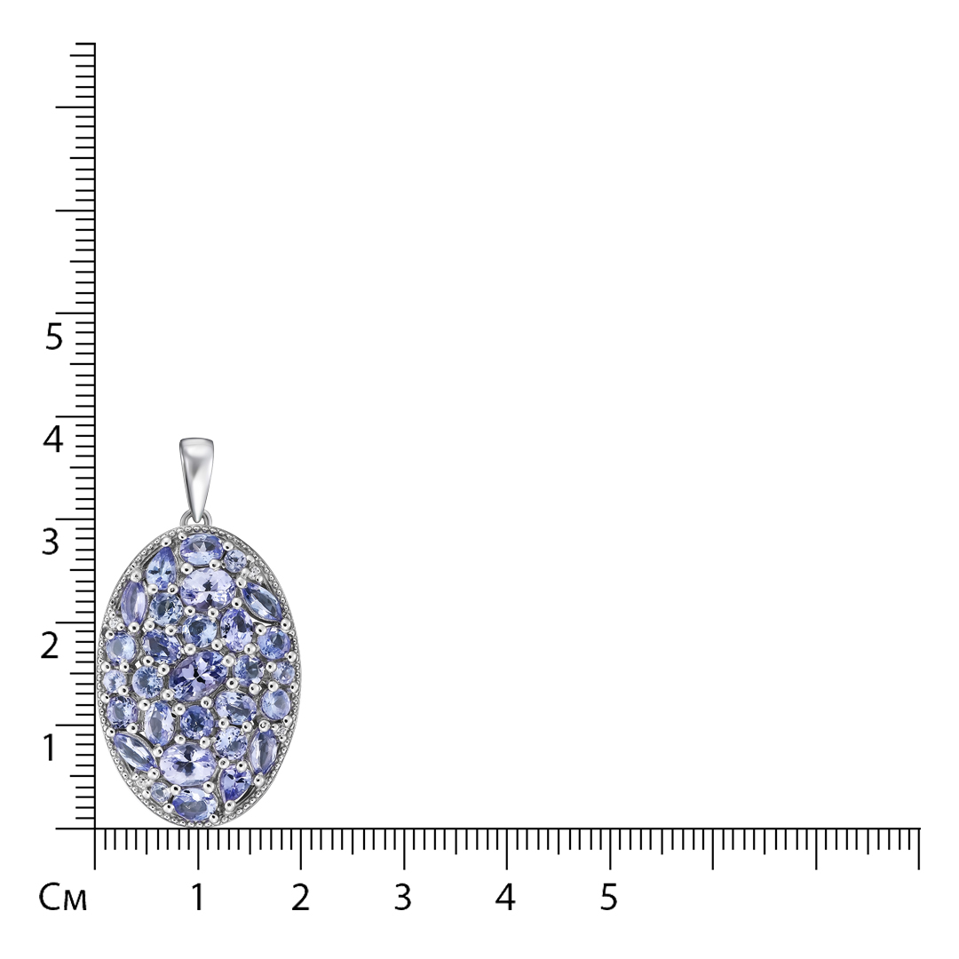 Серебряная подвеска 925 пробы; вставки Россыпь Танзанит 4,02ct; Россыпь Циркон бесцв. 0,02ct;