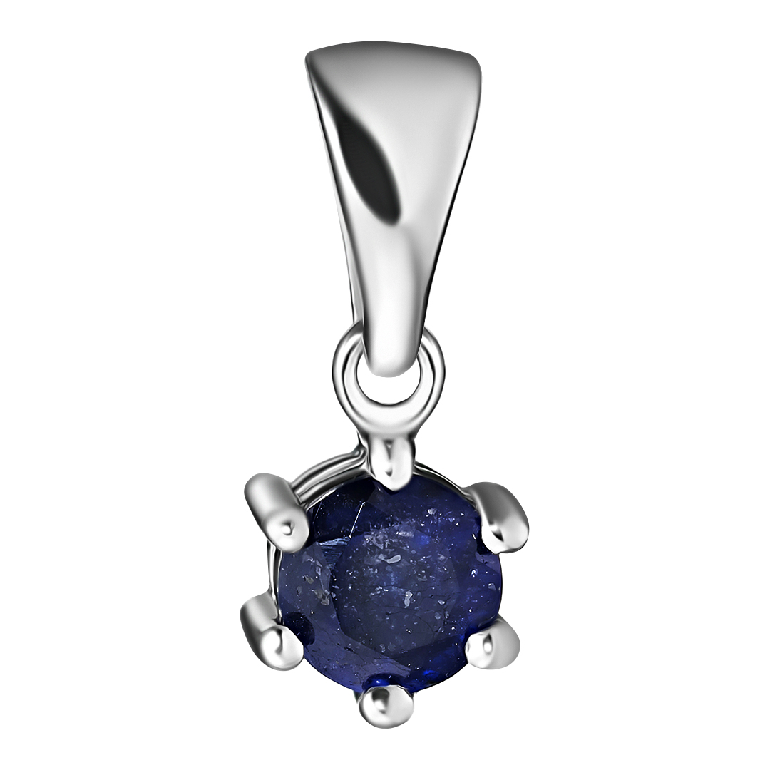 Серебряная подвеска 925 пробы; вставки 1 Сапфир U/2 0,74 ct;