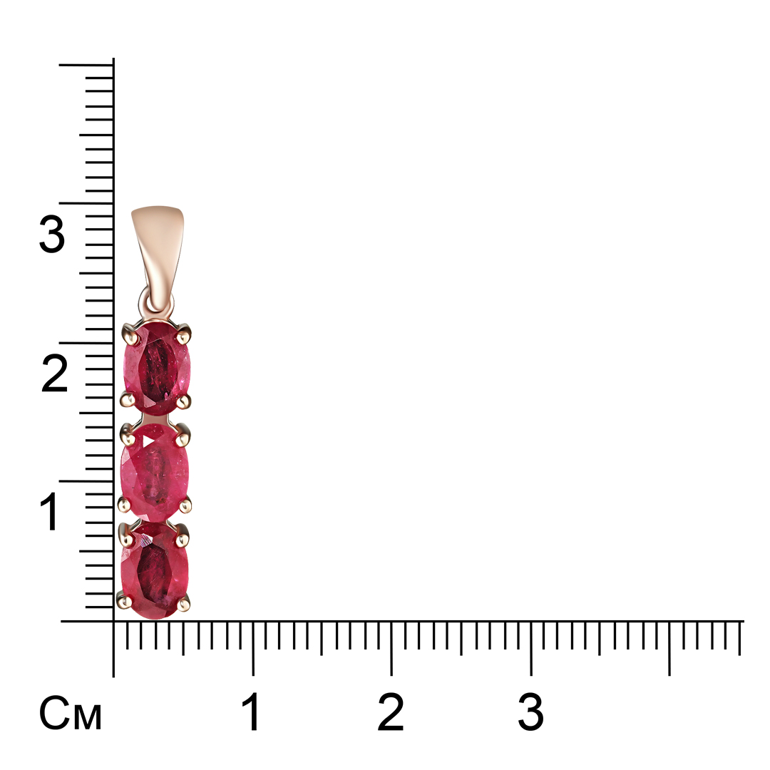 Серебряная подвеска 925 пробы; вставки 3 Рубин F/2 3,33 ct;