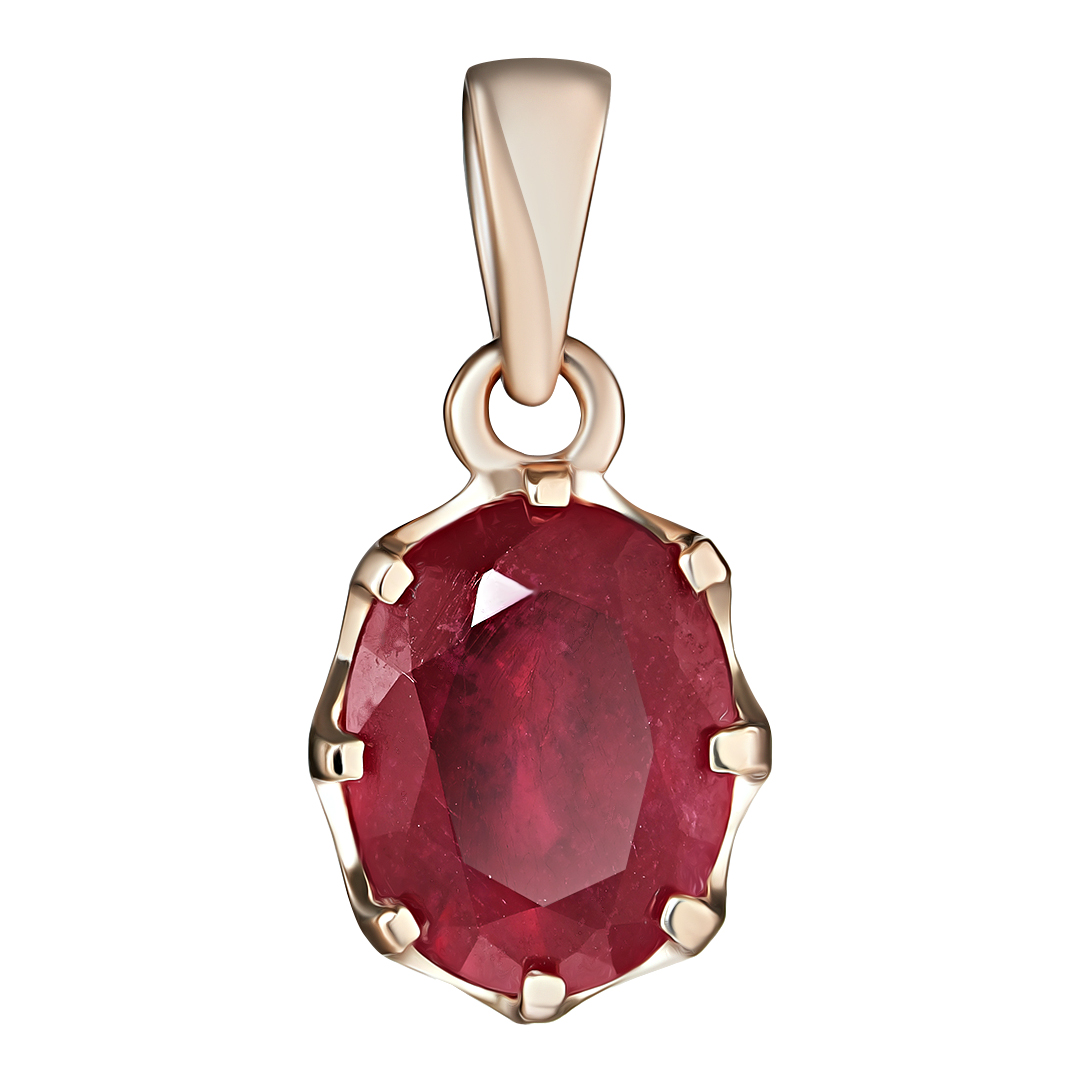 Серебряная подвеска 925 пробы; вставки 1 Рубин F/2 3,55ct;