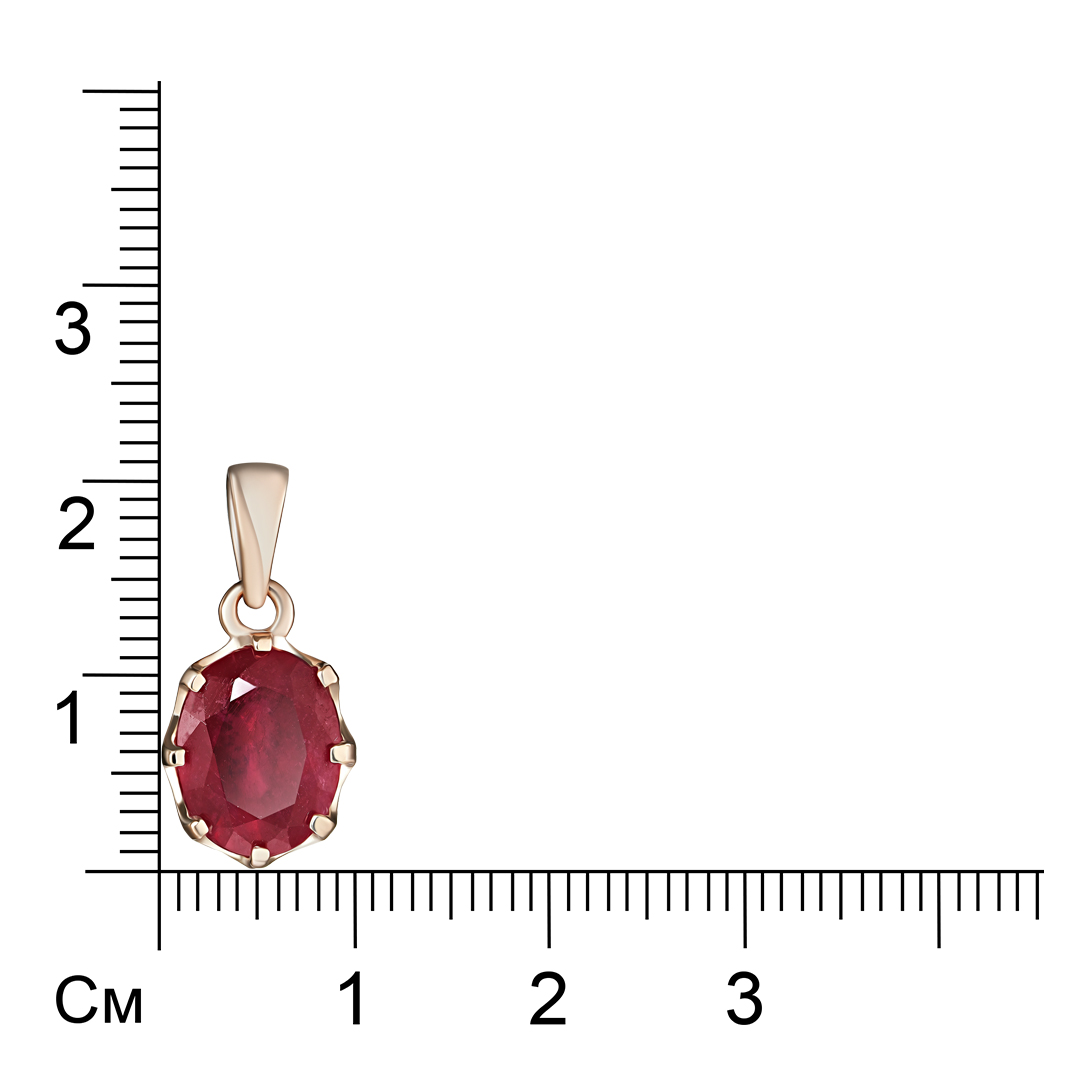 Серебряная подвеска 925 пробы; вставки 1 Рубин F/2 3,55ct;