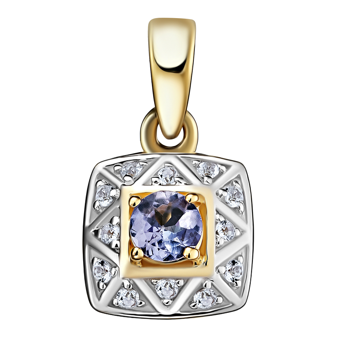 Серебряная подвеска 925 пробы; вставки 1 Танзанит 0,23ct; 12 Топаз бесцв. 0,12ct;