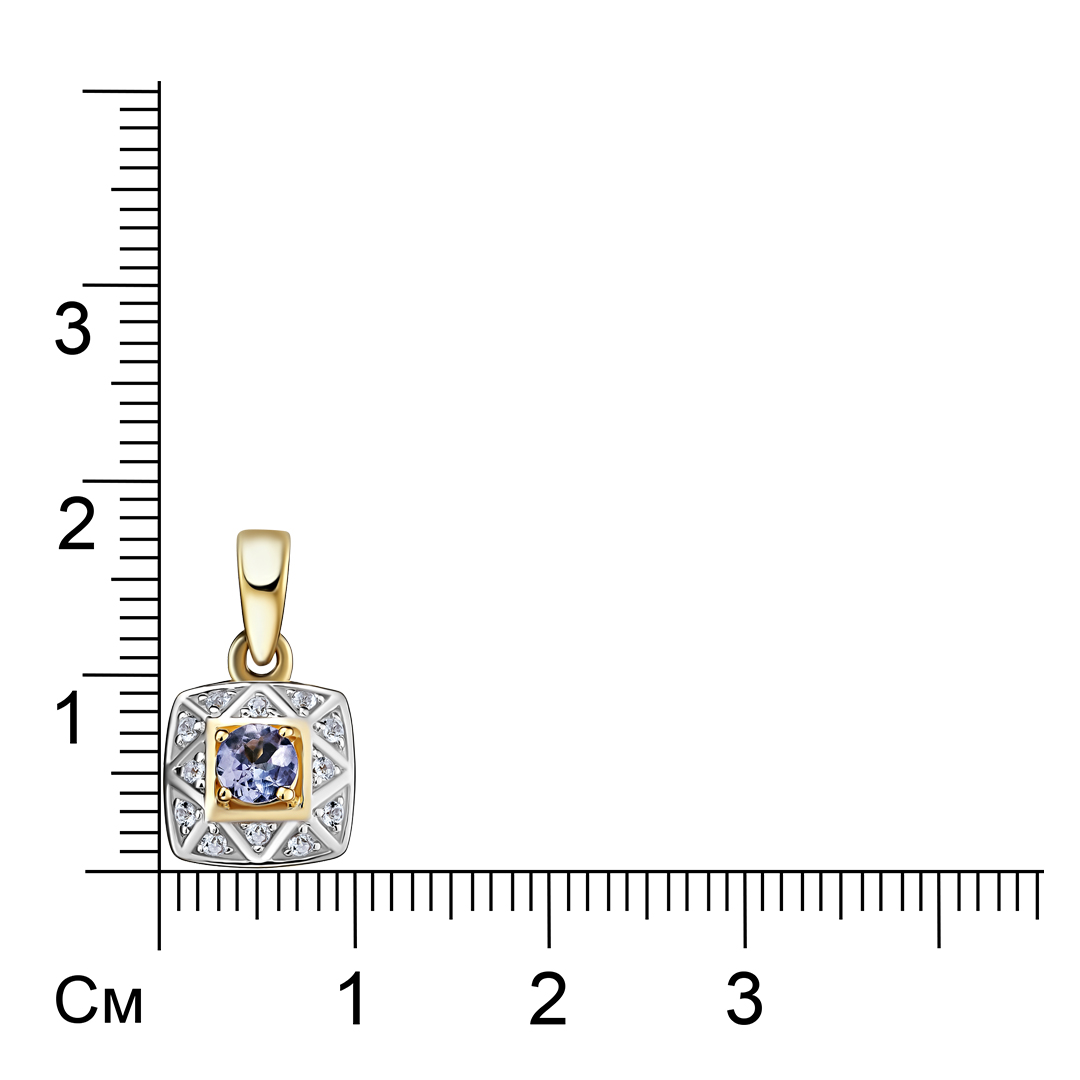 Серебряная подвеска 925 пробы; вставки 1 Танзанит 0,23ct; 12 Топаз бесцв. 0,12ct;
