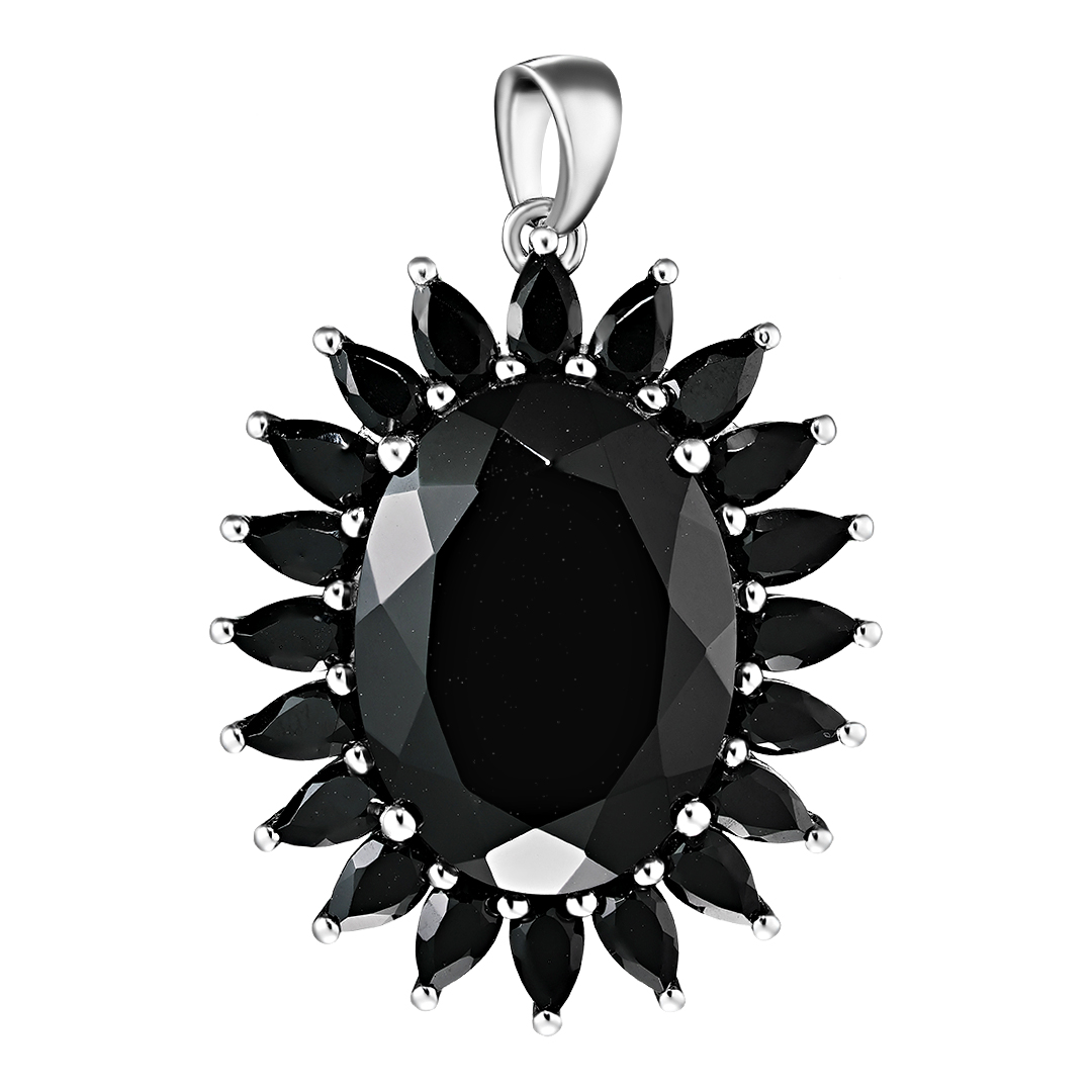 Серебряная подвеска 925 пробы; вставки 21 Шпинель черная 21,41 ct;