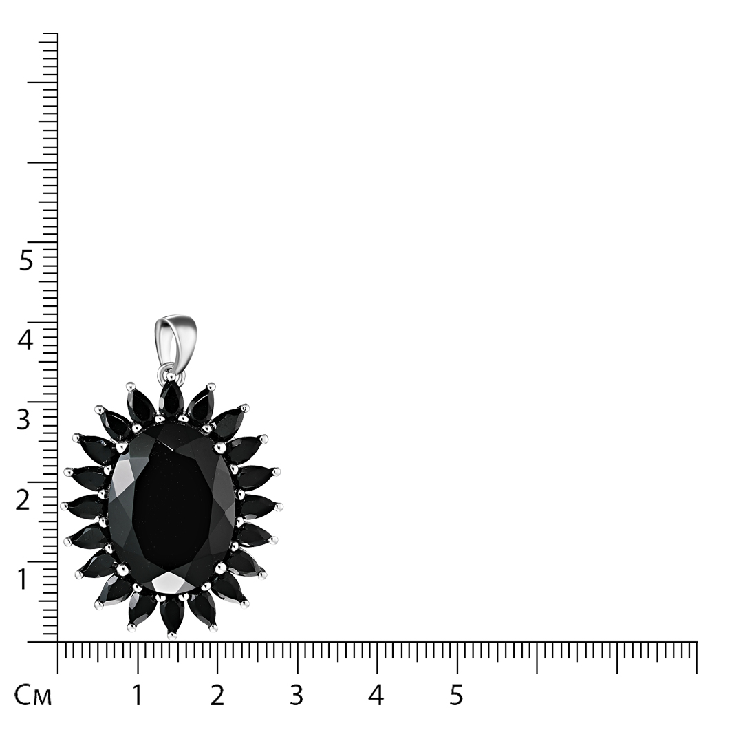 Серебряная подвеска 925 пробы; вставки 21 Шпинель черная 21,41 ct;