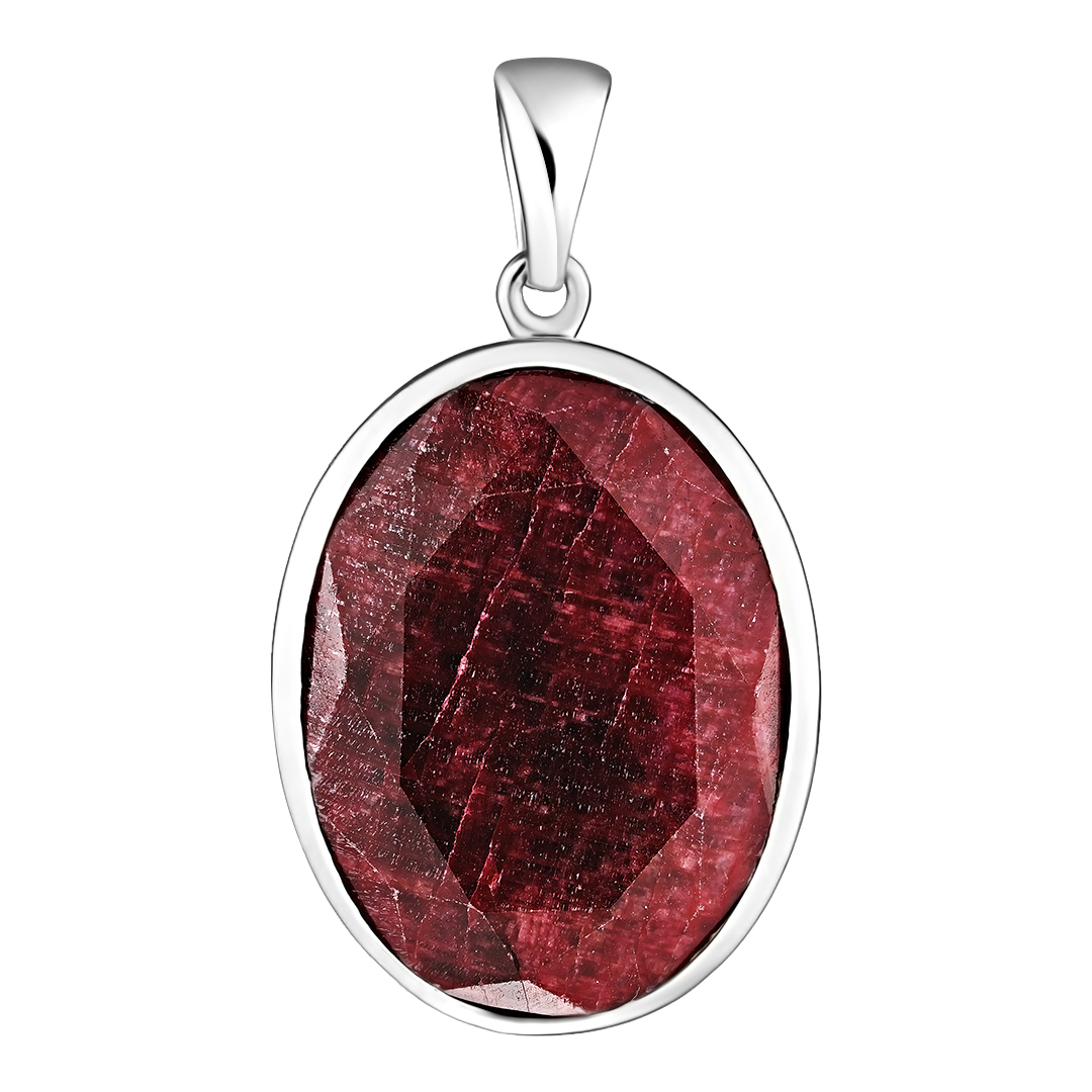 Серебряная подвеска 925 пробы; вставки 1 Корунд красный 17,48ct;