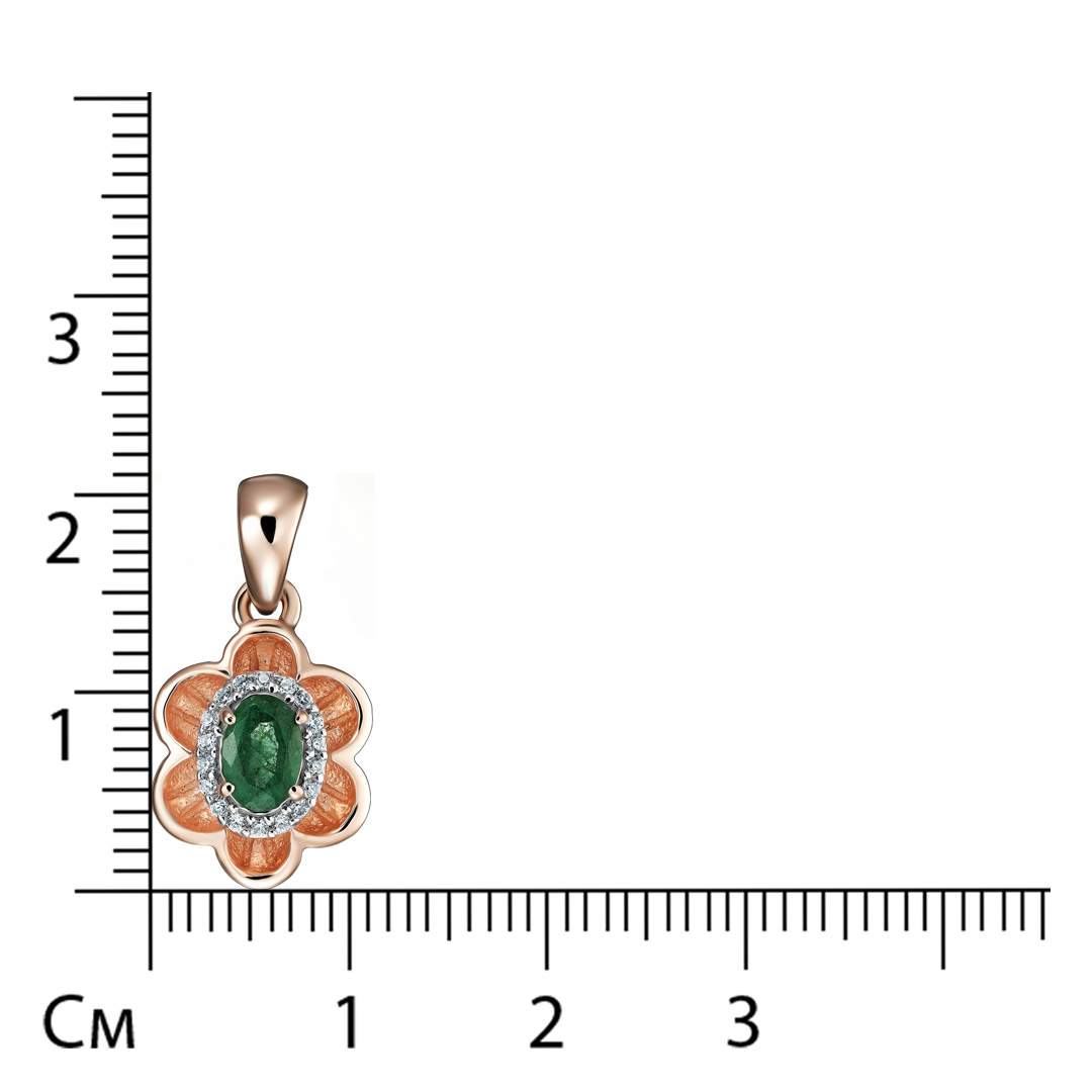 Серебряная подвеска 925 пробы; вставки 1 Изумруд (F) 4/Г3 0,44ct; 18 Куб. Цирконий бесцв. 0,09ct;
