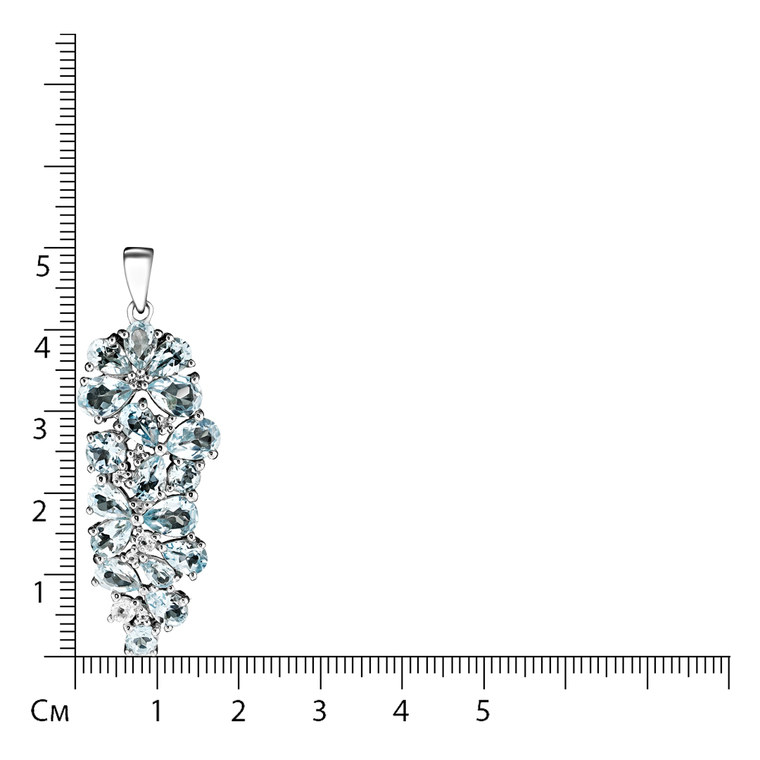 Серебряная подвеска 925 пробы; вставки 18 Топаз 9,69ct; 9 Топаз белый 0,344ct;