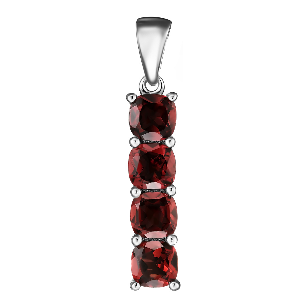 Серебряная подвеска 925 пробы; вставки 4 Гранат 2,76 ct;