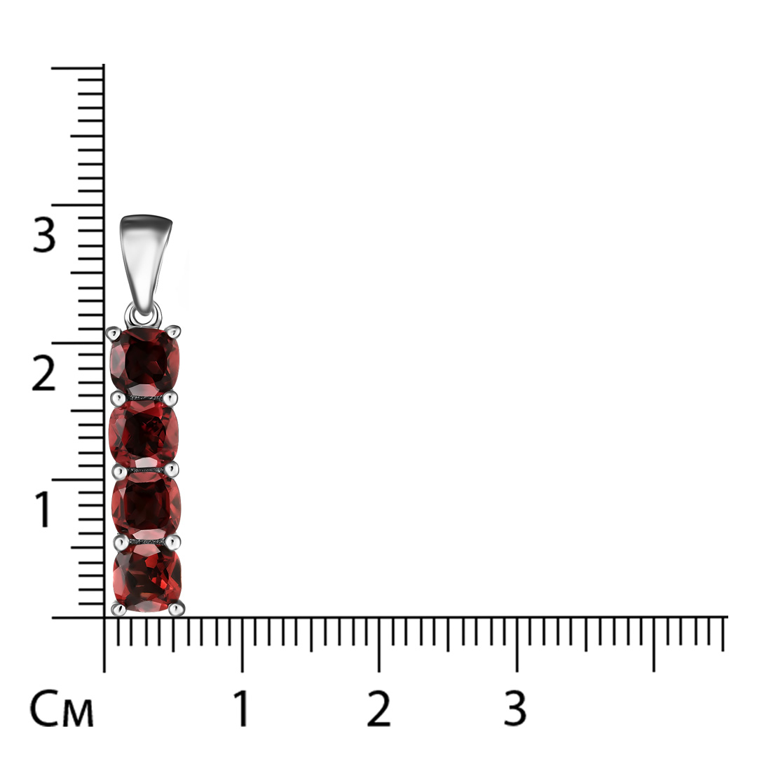 Серебряная подвеска 925 пробы; вставки 4 Гранат 2,76 ct;