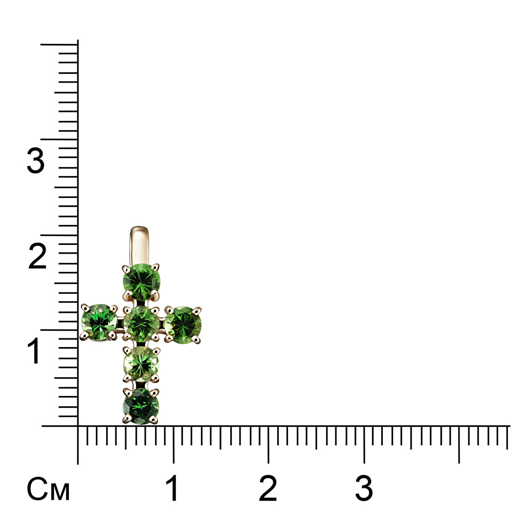 Подвеска-крест из золота с тсаворитами