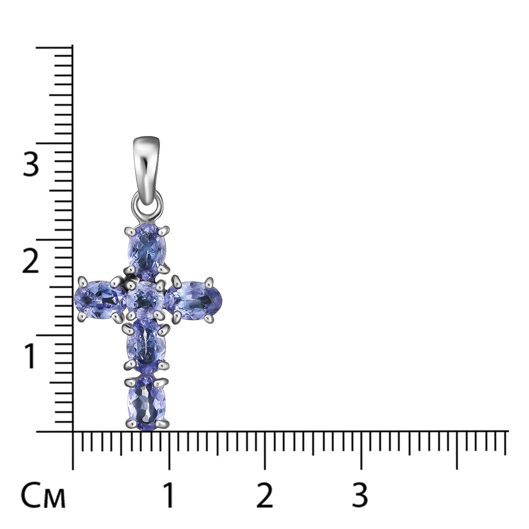 Серебряная подвеска-крест 925 пробы; вставки 6 Танзанит 2,88ct;