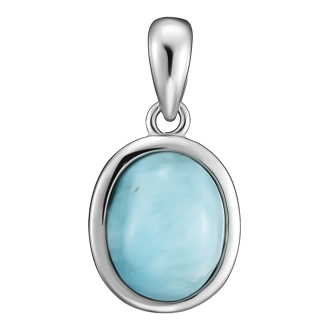 Серебряная подвеска 925 пробы; вставки 1 Ларимар 3,07 ct;