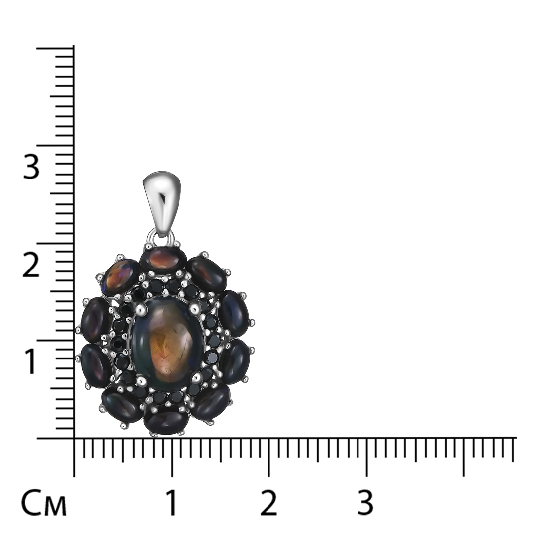 Серебряная подвеска с черными опалами