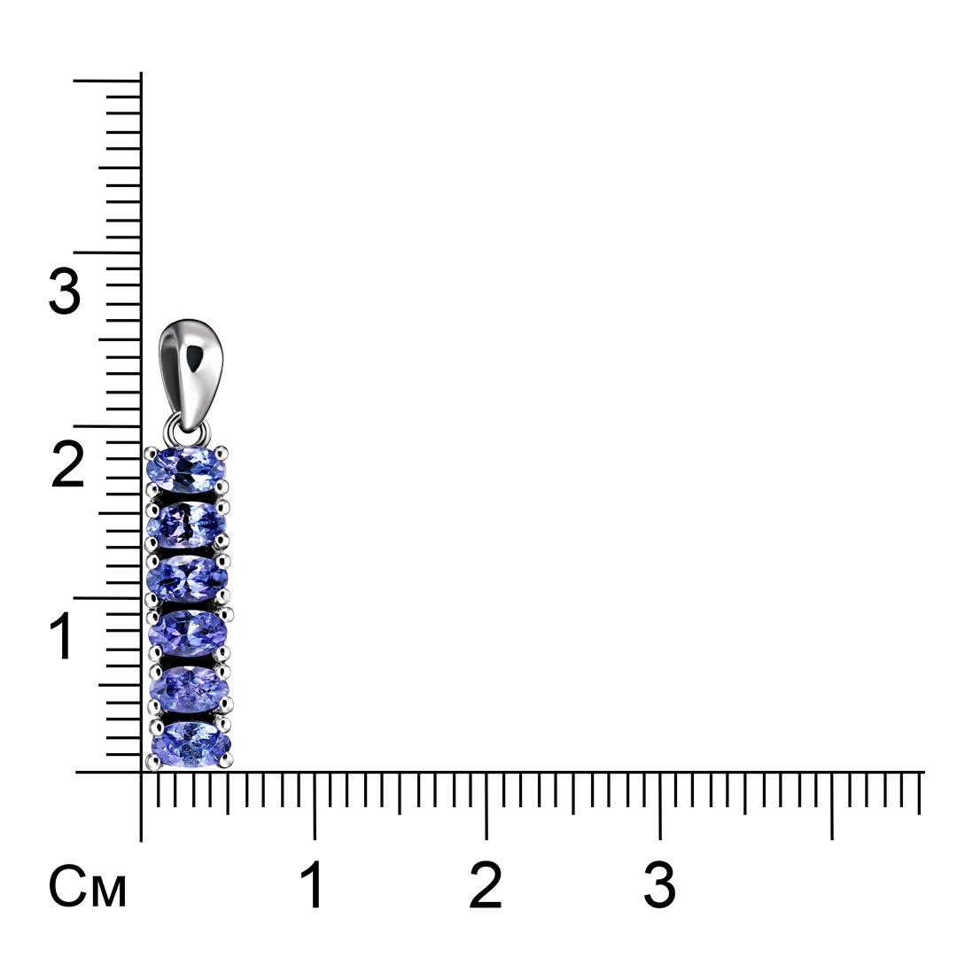 Серебряная подвеска 925 пробы; вставки 6 Танзанит 1,49 ct;
