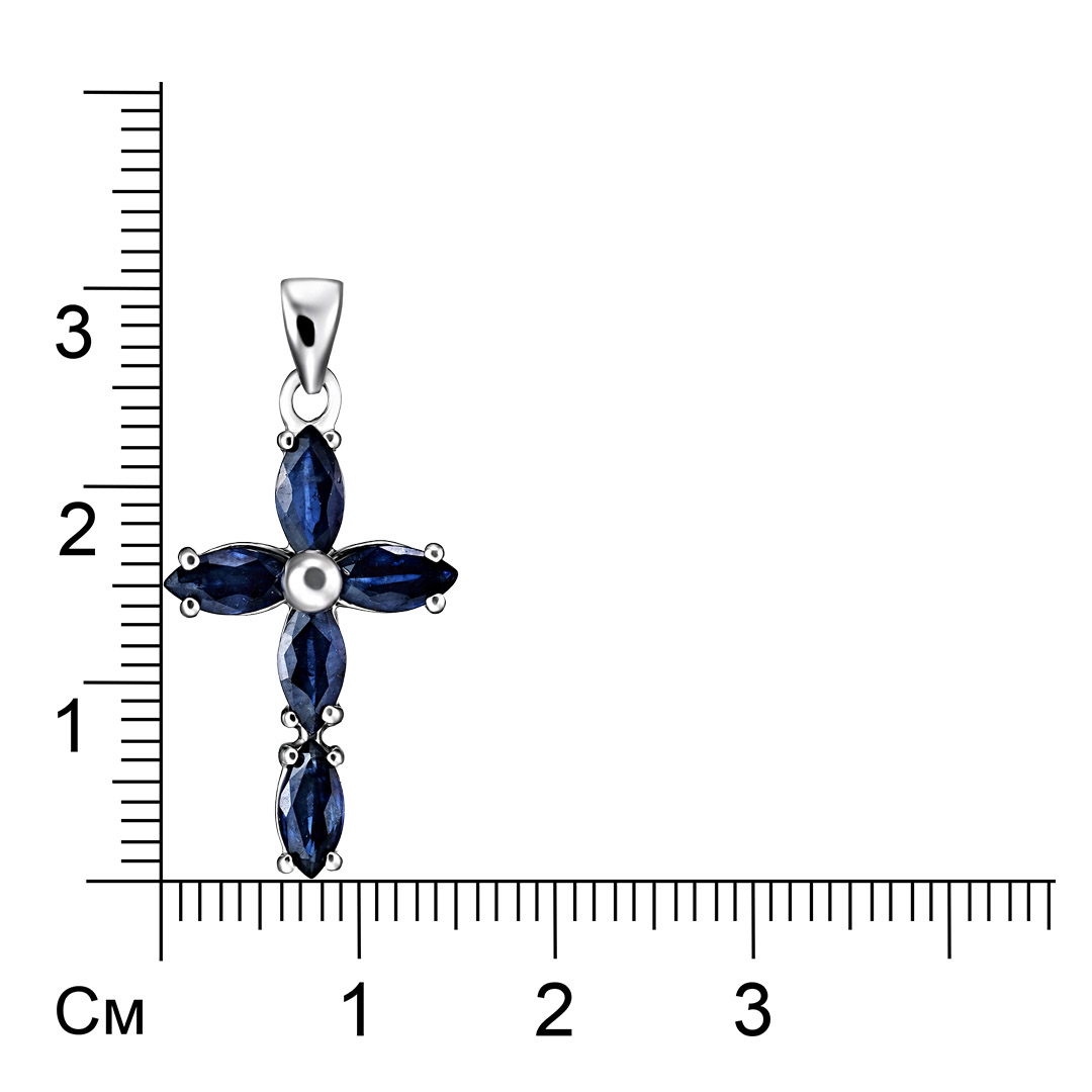 Серебряная подвеска 925 пробы; вставки 5 Сапфир U/2 1,7 ct;