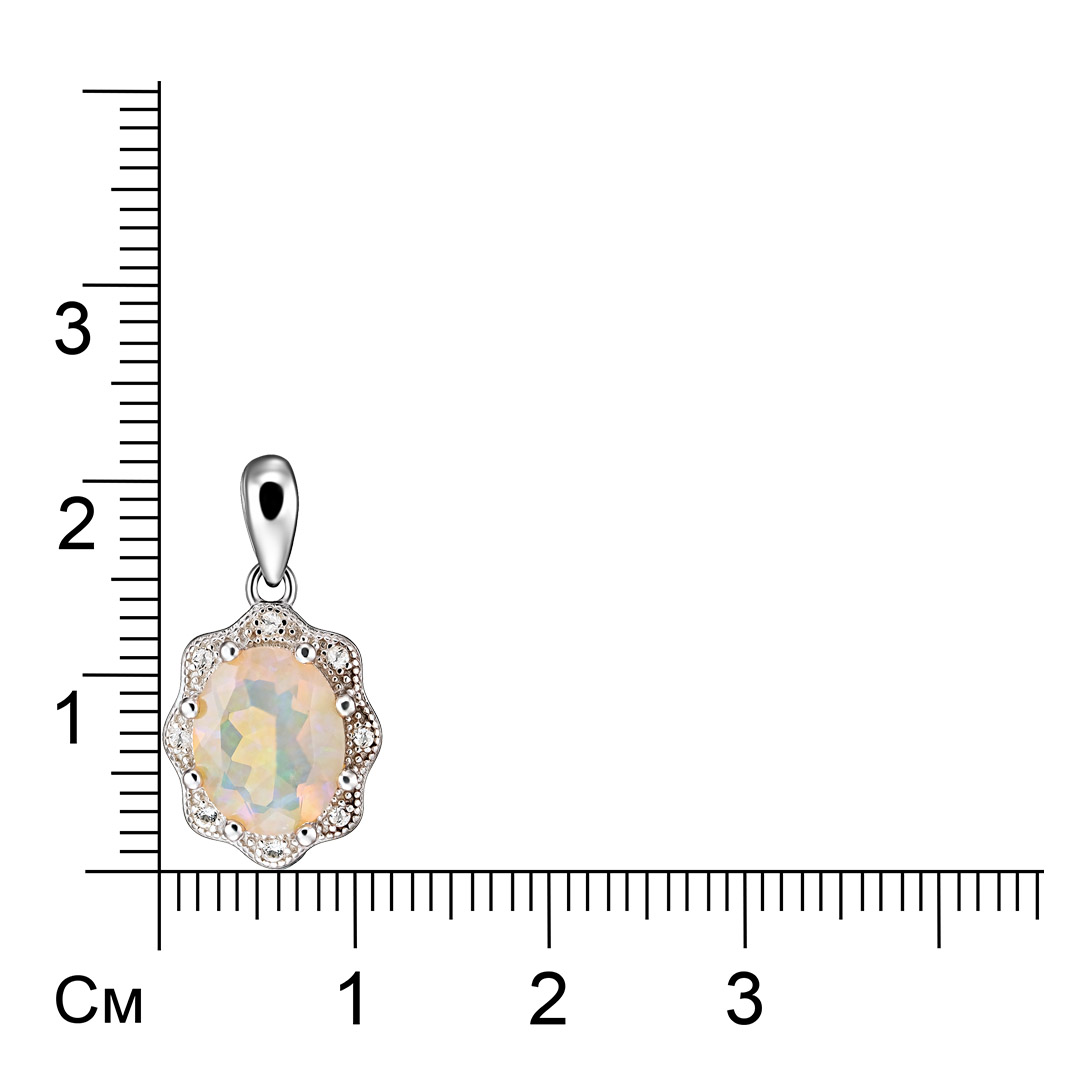 Серебряная подвеска 925 пробы; вставки 1 Опал 1,45ct; Россыпь Топаз бел. 0,06ct;