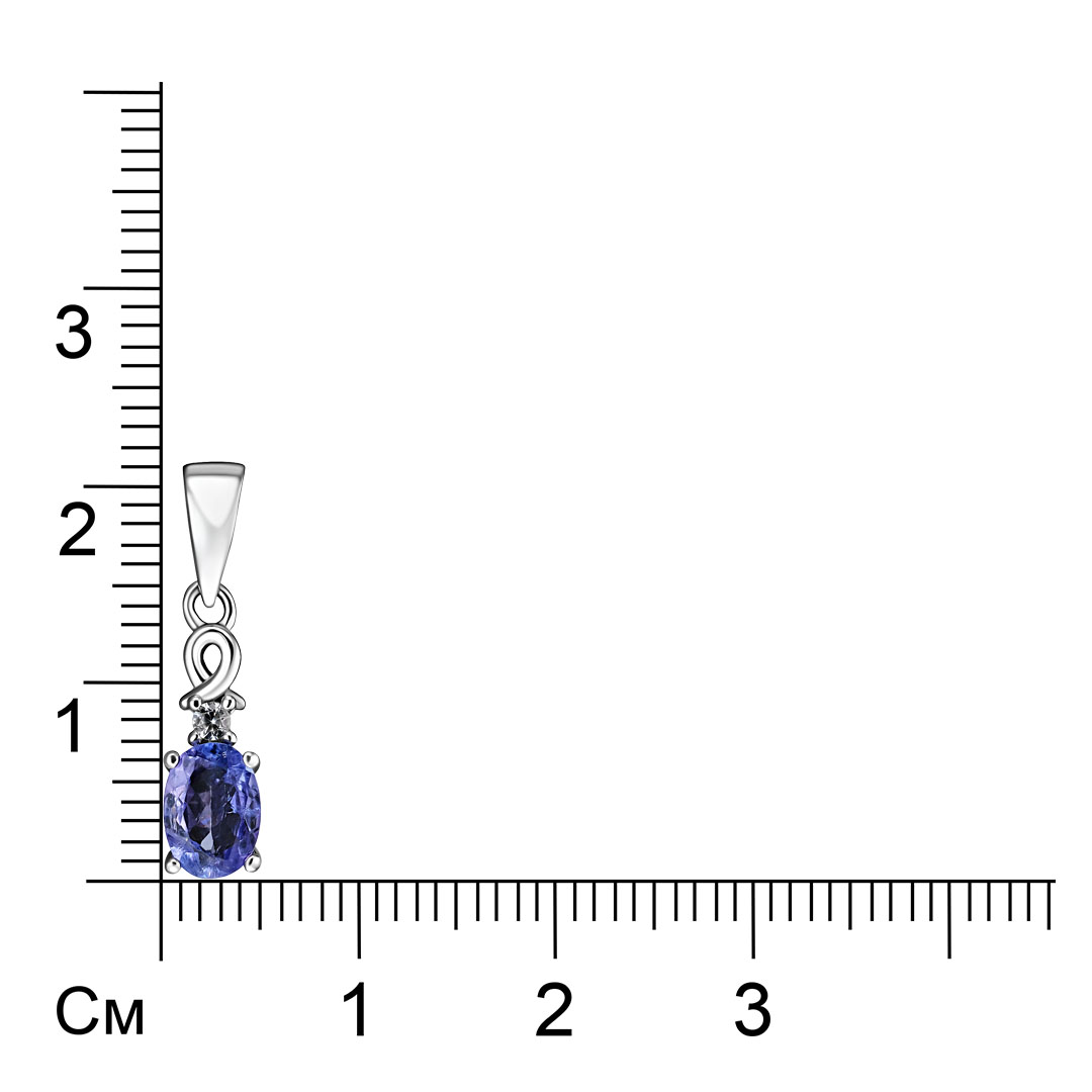 Серебряная подвеска 925 пробы; вставки 1 Танзанит 1,94ct; 1 Топаз бел. 0,14ct;