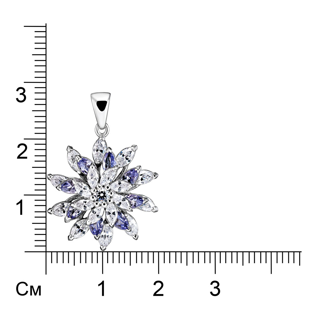 Серебряная подвеска с танзанитами "Цветок"