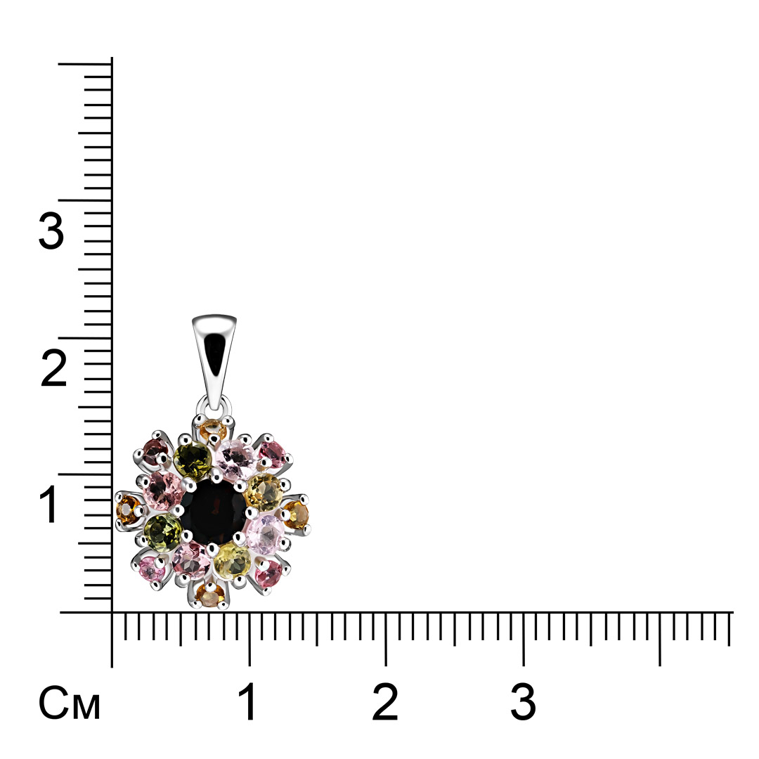 Серебряная подвеска с турмалинами "Цветок"
