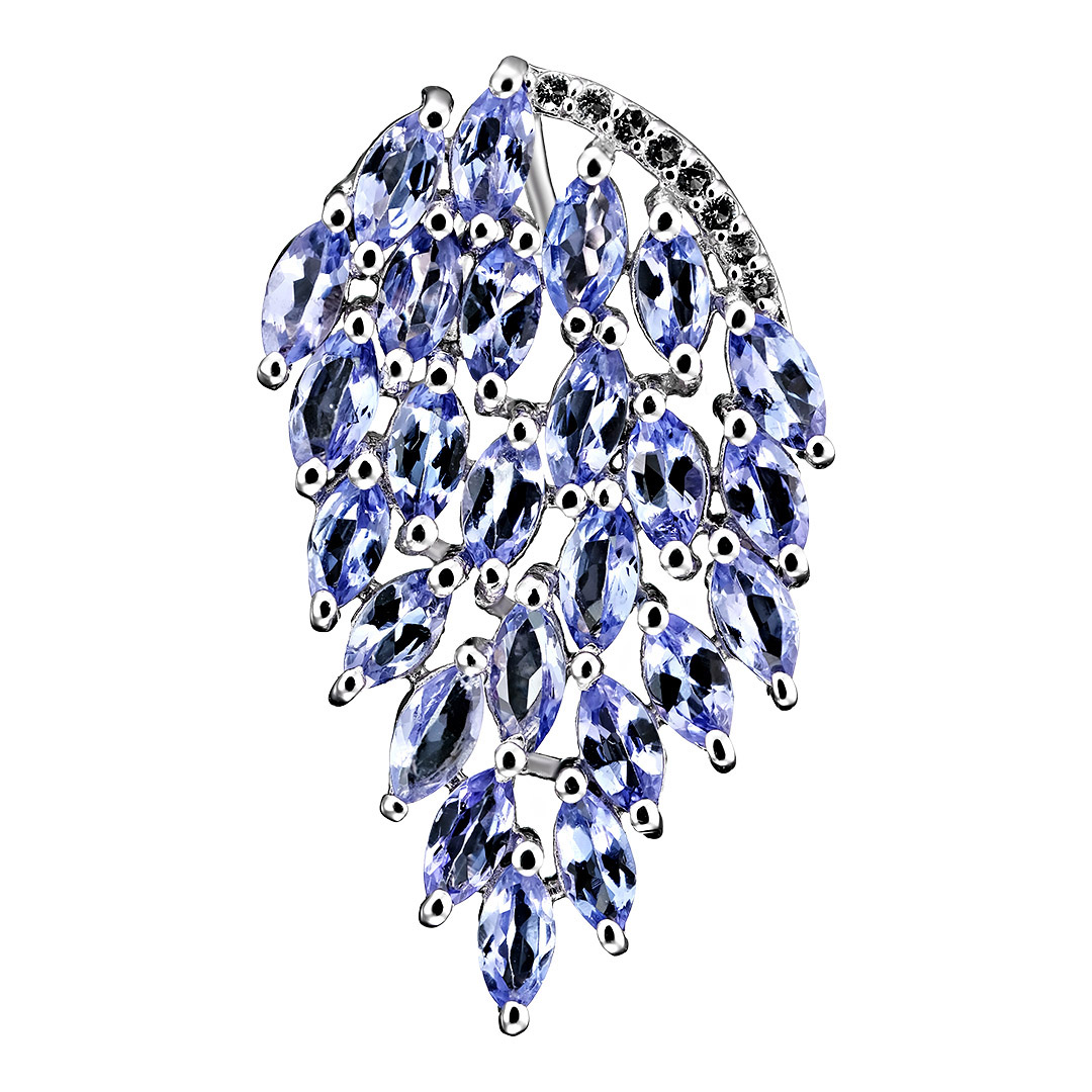Серебряная подвеска 925 пробы; вставки 25 Танзанит 3,5ct; 8 Топаз белый 0,07ct;