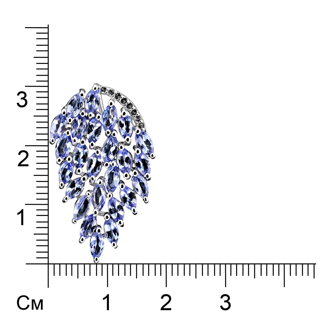 Серебряная подвеска 925 пробы; вставки 25 Танзанит 3,5ct; 8 Топаз белый 0,07ct;