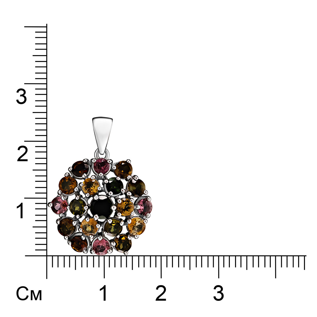 Серебряная подвеска 925 пробы; вставки Россыпь Мультитурмалин 3 ct;