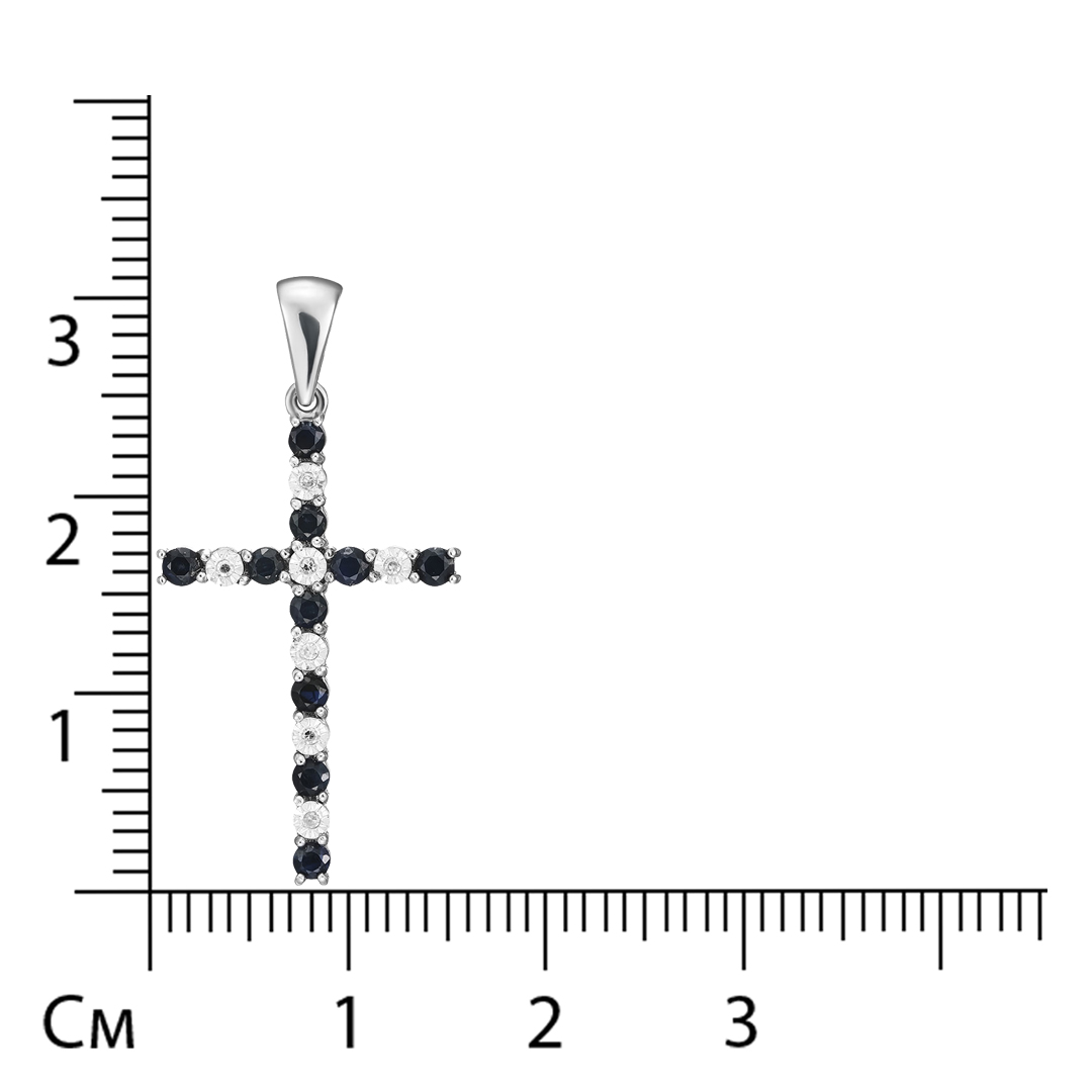 Серебряная подвеска-крест с сапфирами