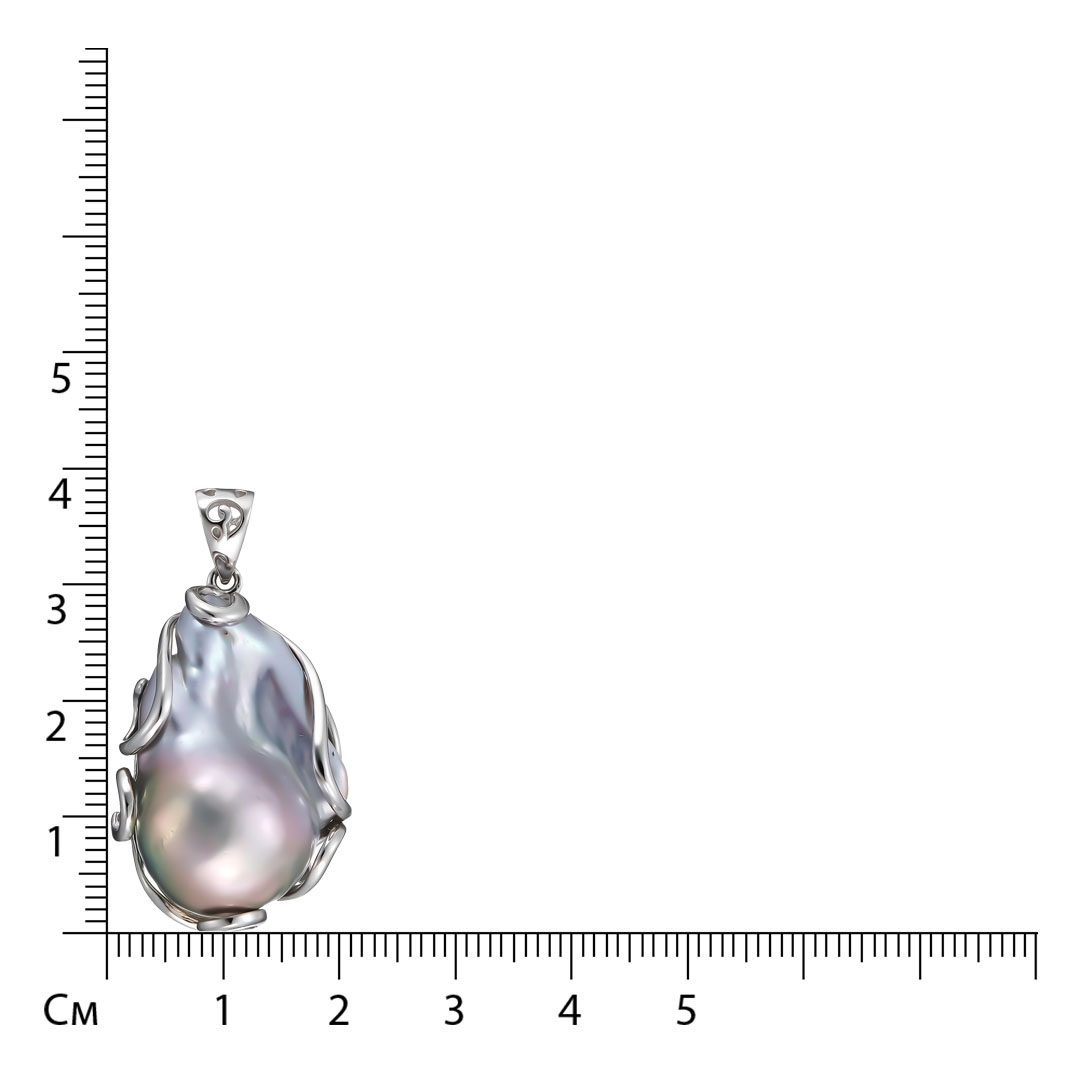 Серебряная подвеска 925 пробы; вставки 1 Жемчуг культ. барокко 33,8 ct;