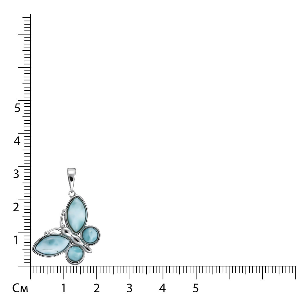 Серебряная подвеска с ларимарами "Бабочка"