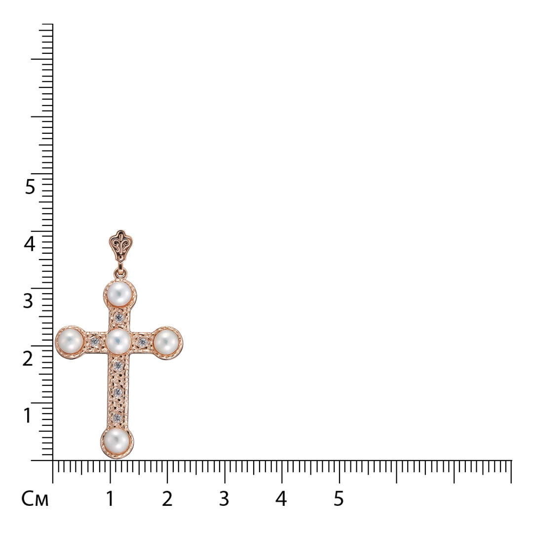 Серебряная подвеска-крест с жемчугом
