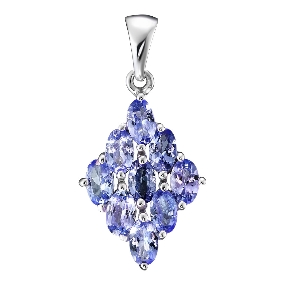 Серебряная подвеска 925 пробы; вставки 9 Танзанит 2ct;