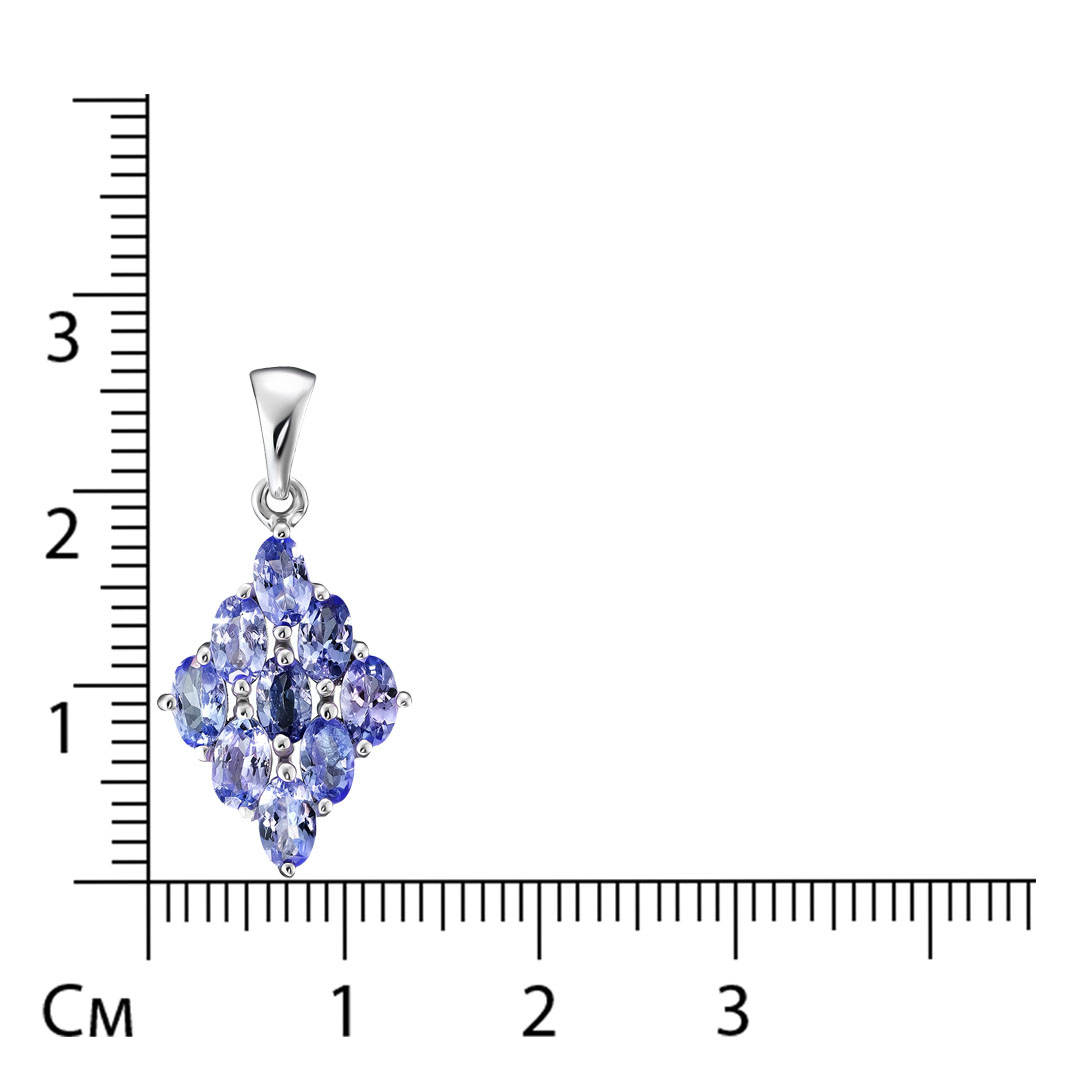 Серебряная подвеска 925 пробы; вставки 9 Танзанит 2ct;