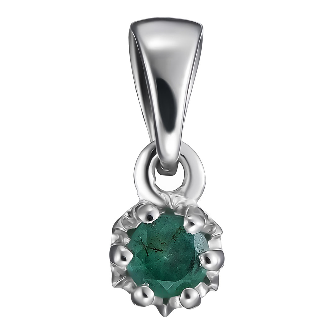 Серебряная подвеска 925 пробы; вставки 1 Изумруд (F) 4/Г3 0,25ct;