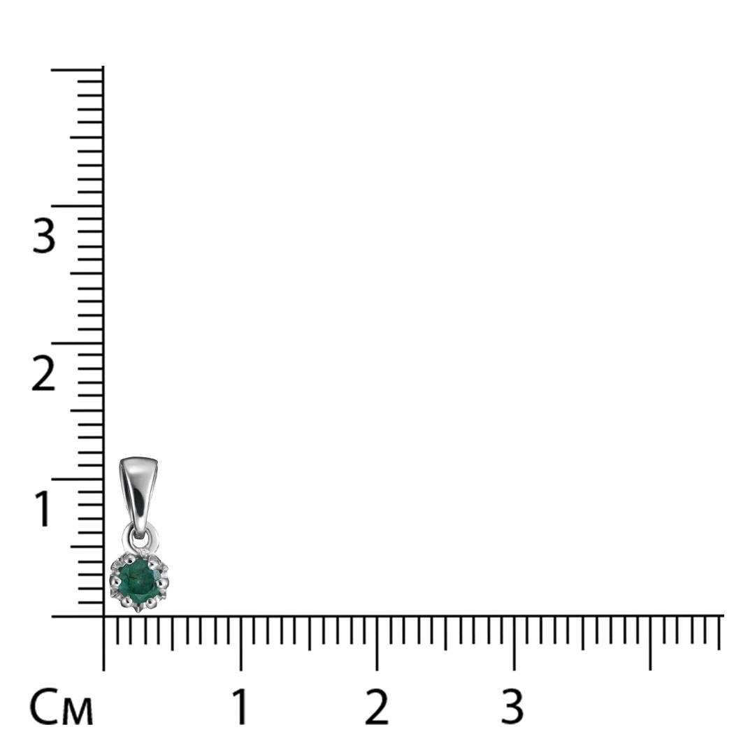 Серебряная подвеска 925 пробы; вставки 1 Изумруд (F) 4/Г3 0,25ct;