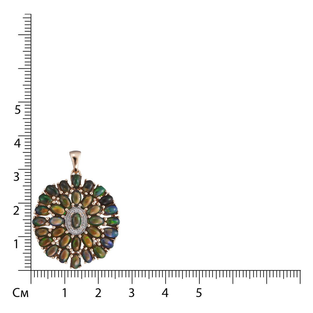 Серебряная подвеска 925 пробы; вставки 33 Опал 5,6ct; 14 Куб. Цирконий бесцв. 0,1ct;
