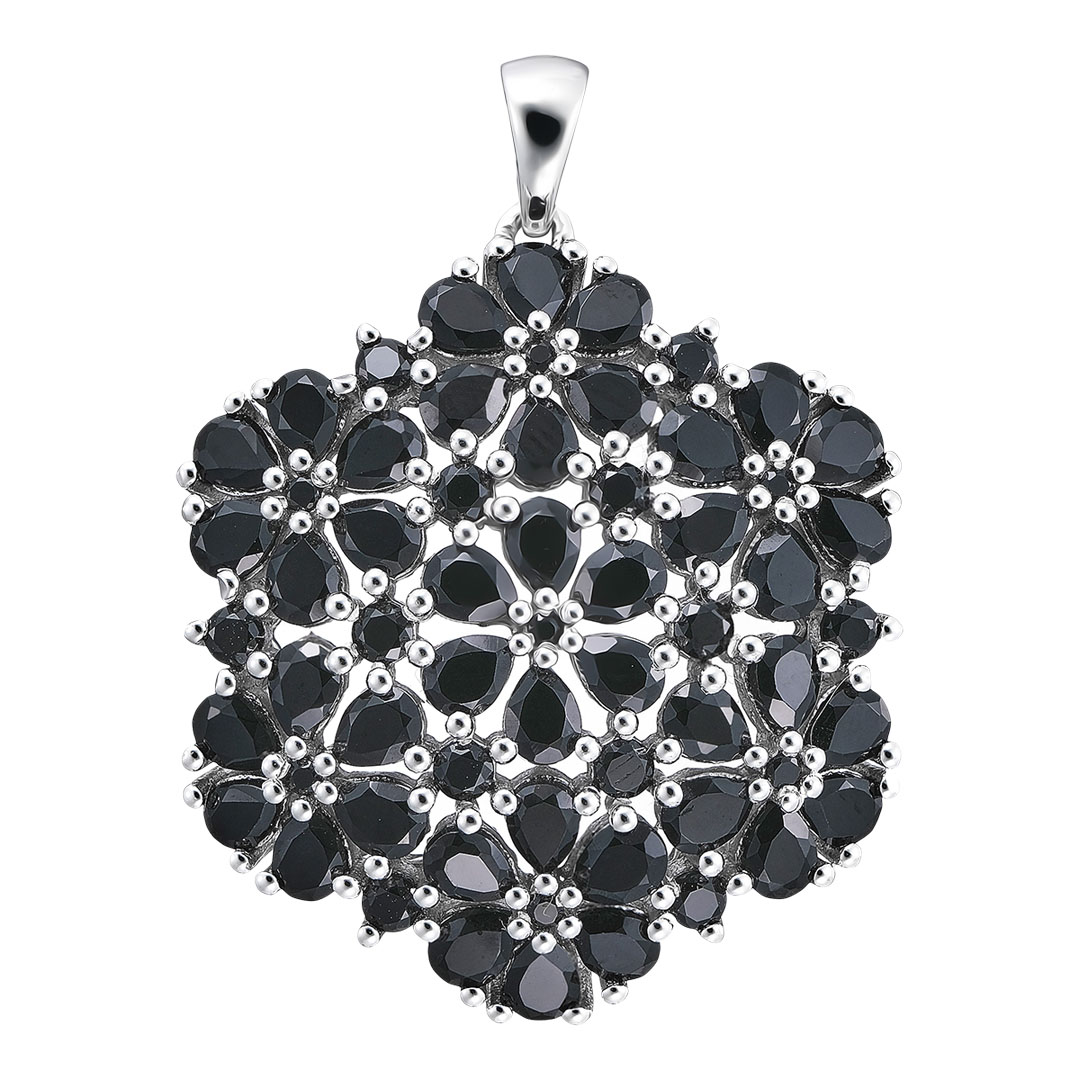 Серебряная подвеска 925 пробы; вставки 61 Шпинель черн. 10,35ct;