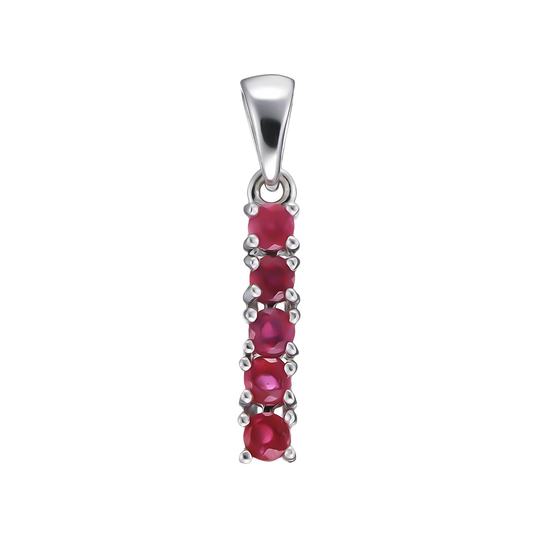 Серебряная подвеска 925 пробы; вставки 5 Рубин F/2 0,8 ct;