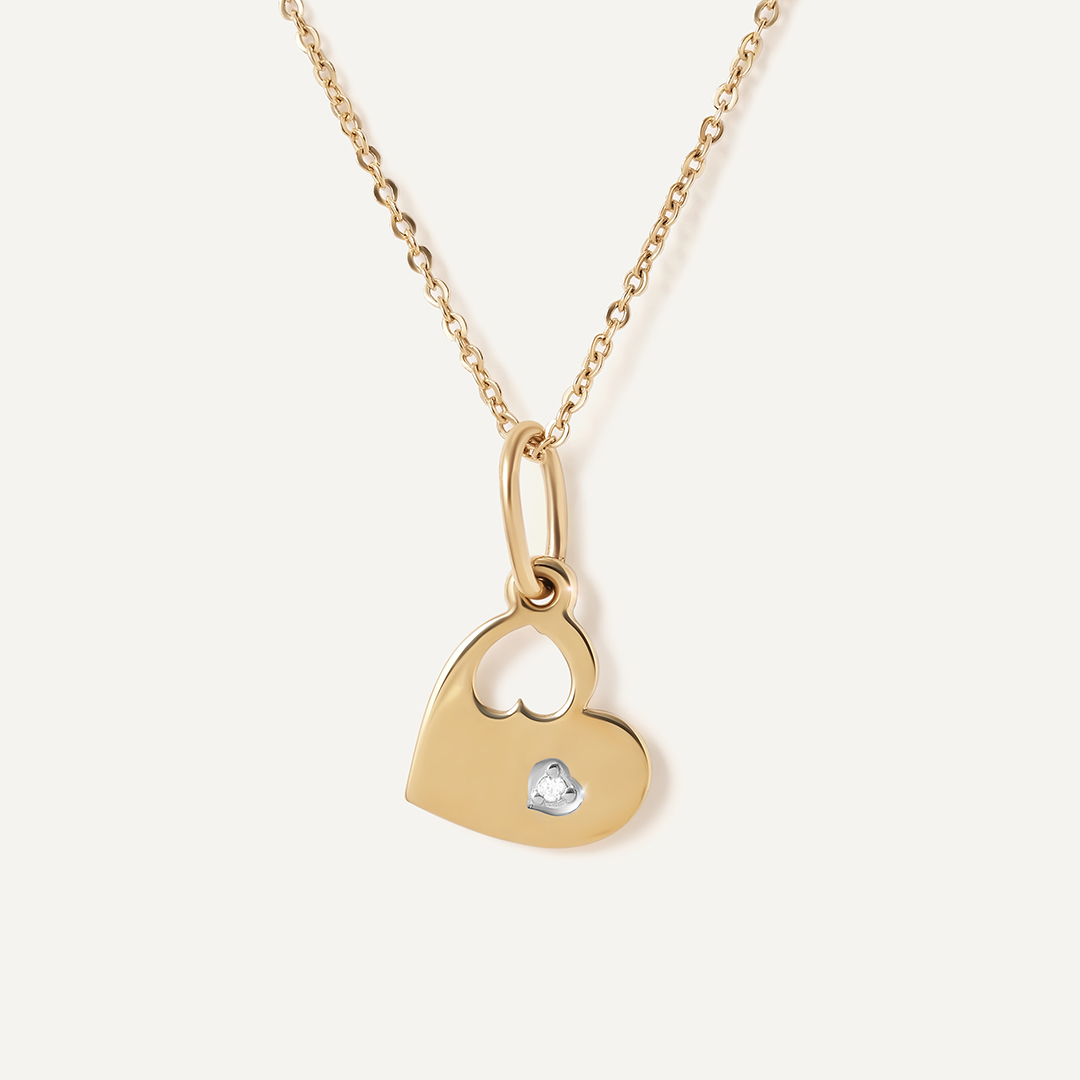 Подвеска из желтого золота с фианитом "Сердце"