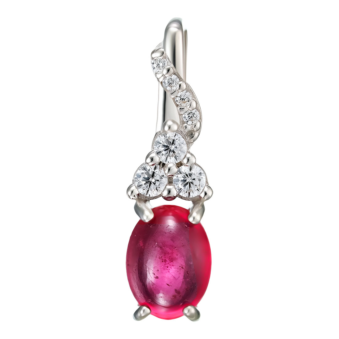 Серебряная подвеска 925 пробы; вставки 7 Фианит бесцв.; 1 Рубин 1,23 F/2
