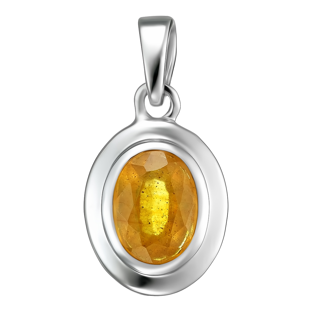 Серебряная подвеска 925 пробы; вставки 1 Сапфир желтый 1,6ct;