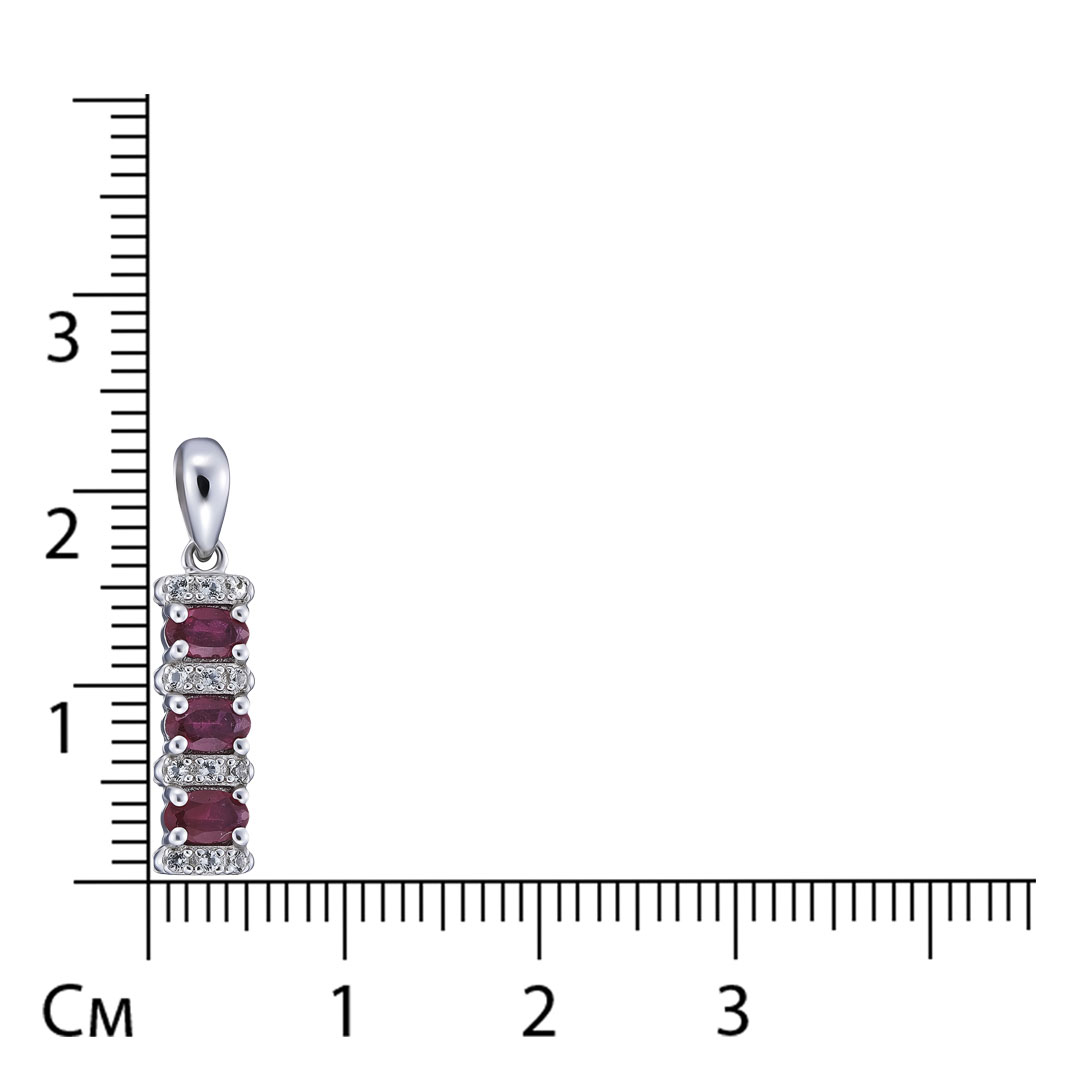 Серебряная подвеска с рубинами и белыми топазами