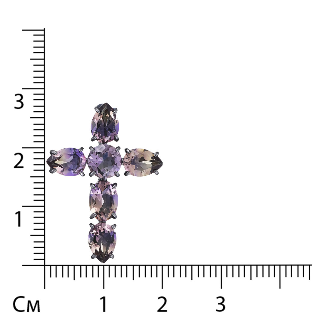 Серебряная подвеска-крест с аметринами