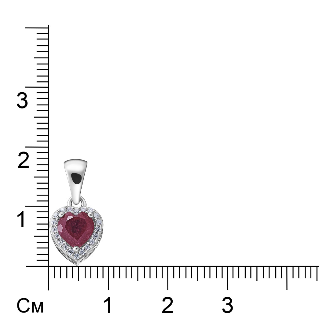 Серебряная подвеска-трансформер с рубином и сапфиром "Сердце"