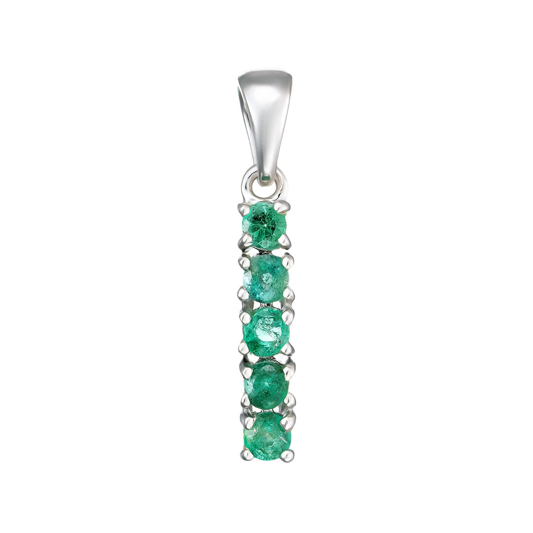 Серебряная подвеска 925 пробы; вставки 5 Изумруд (F) 4/Г3 0,55 ct;